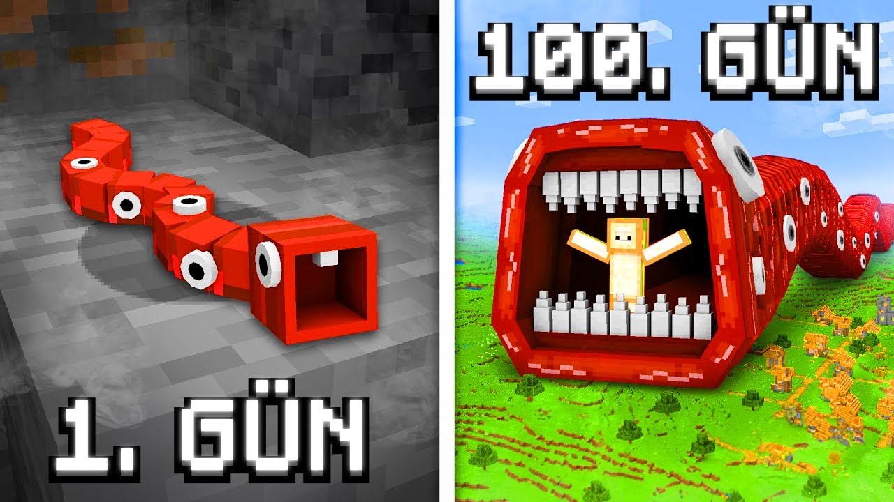TREN YİYEN OLARAK 100 G&Uuml;N HAYATTA KALDIM! - Minecraft