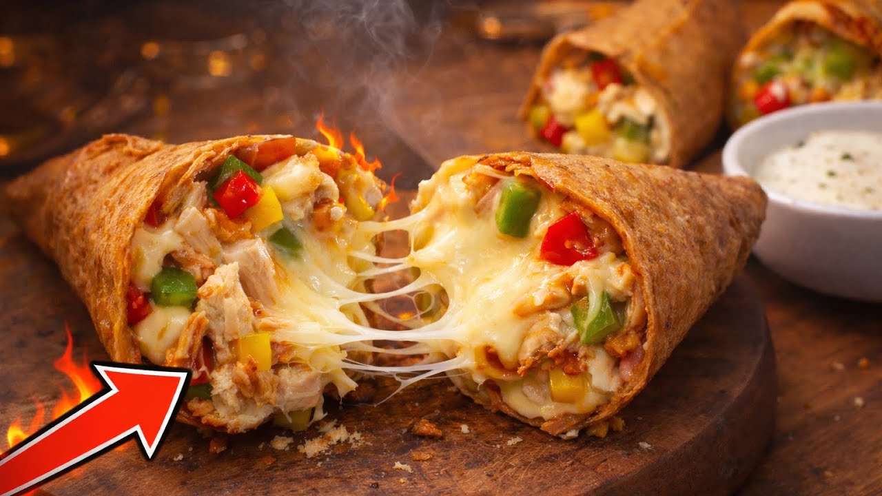The Ultimate Cheese Pull! Chicken Stuffed Cones