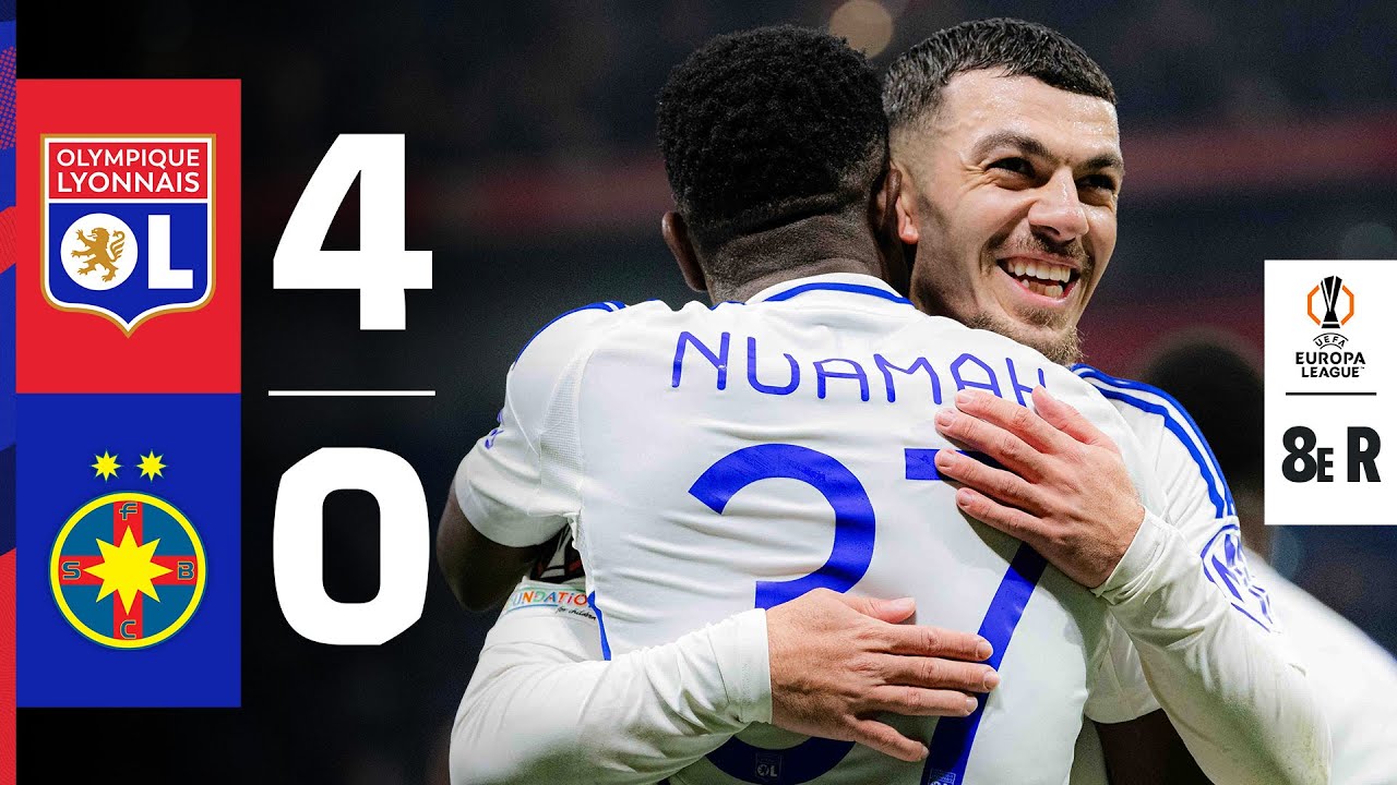 R&eacute;sum&eacute; OL - FCSB : Un festival de buts envoie les Lyonnais en quarts de l'Europa League (4-0)