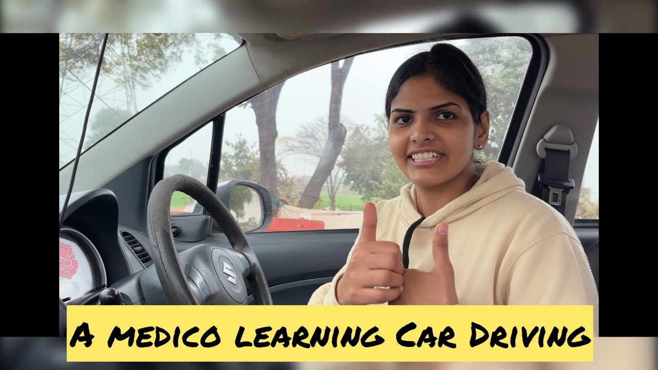 A medico learning car driving😇