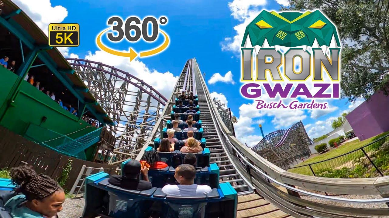 VR 360 5K Iron Gwazi Roller Coaster Back Seat On Ride POV Busch Gardens Tampa 2022 07 07