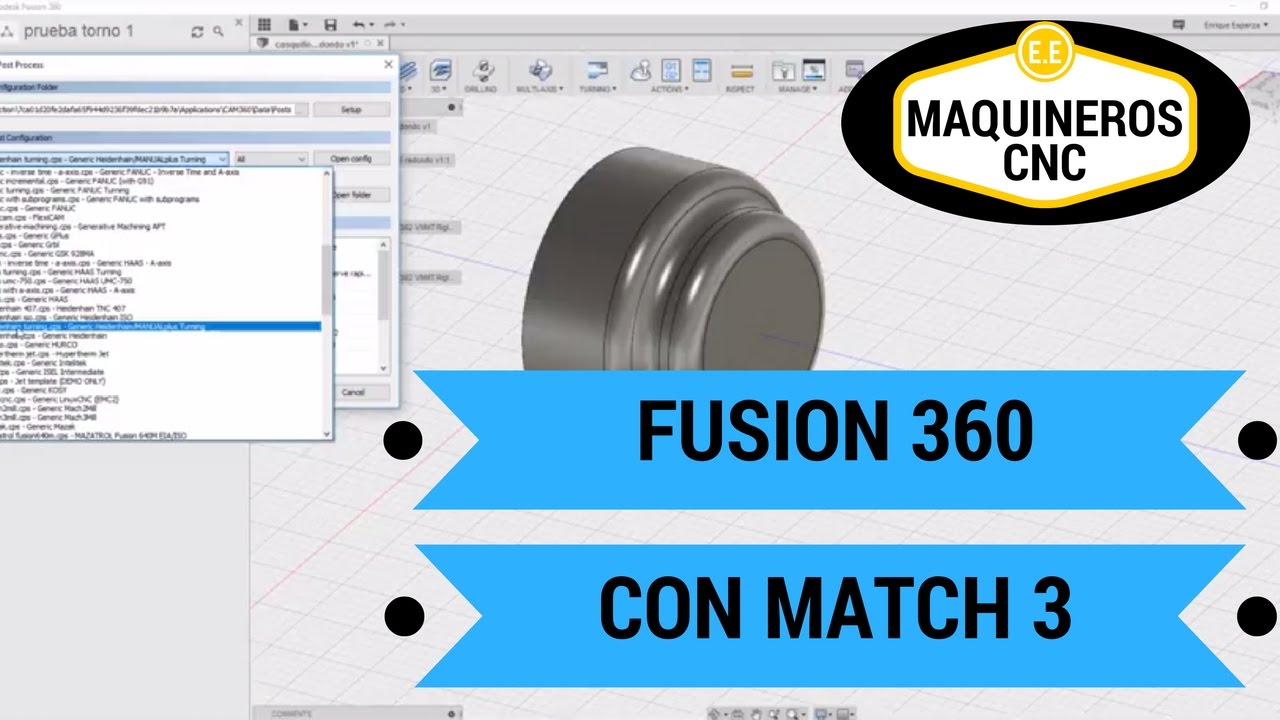 Post Procesar en Fusion 360 para Mach3 Torno CNC