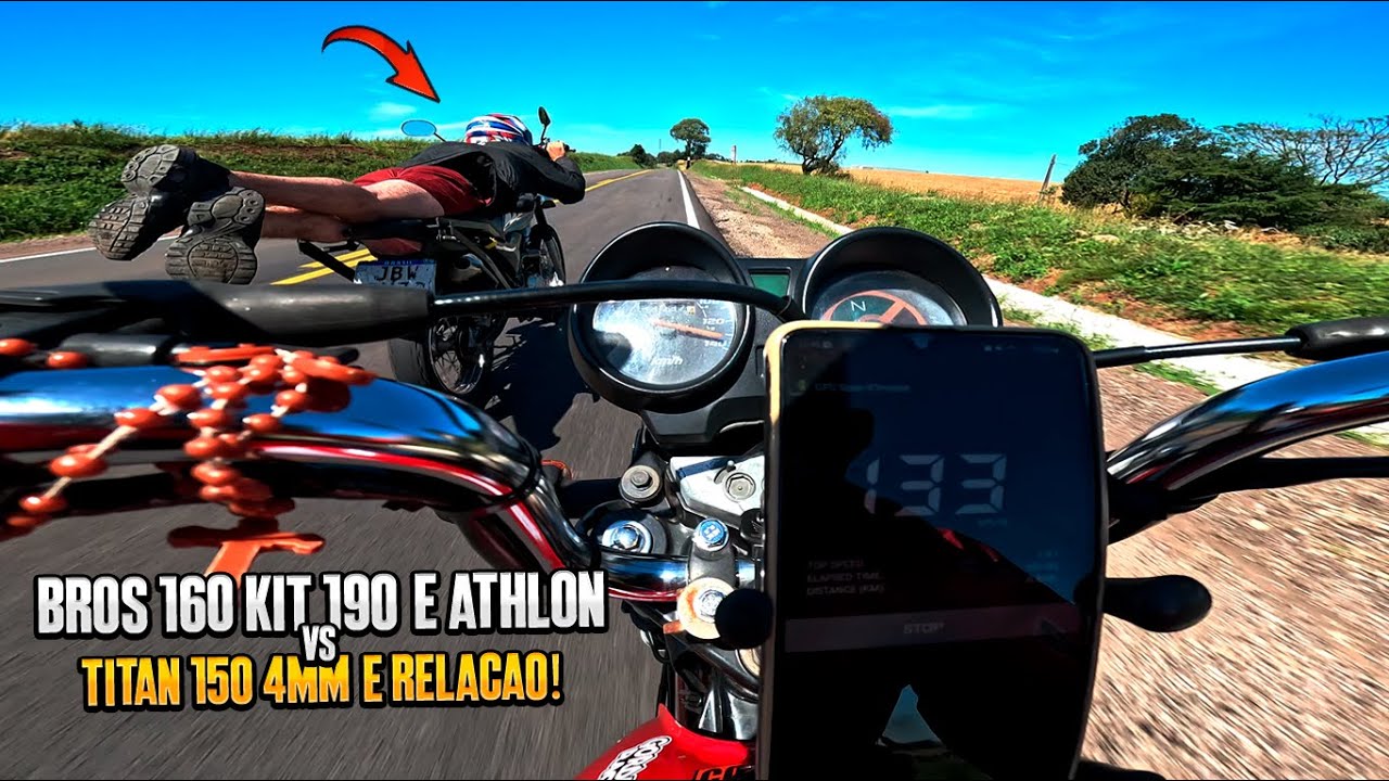 BROS 160 KIT 190 E ATHLON | vs | TITAN 150 4mm COMANDO E RELAÇÃO | 4K !
