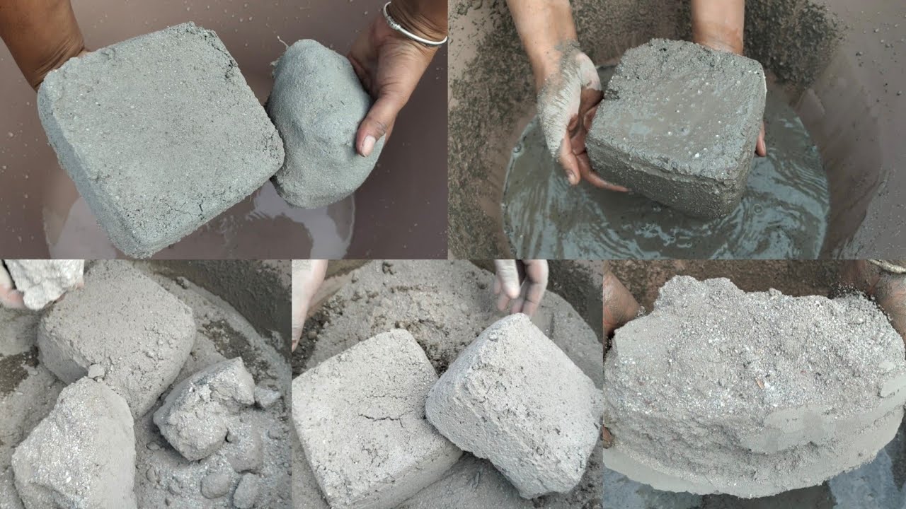 Asmr - Super soft dusty 😍 cement with white concrete dry and water 💦 crumbling