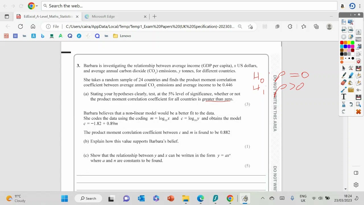Edexcel 2019 STATISTICS A-Level Maths Walkthrough