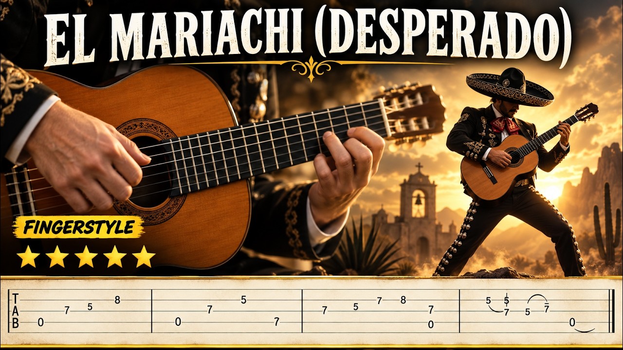 ДЕСПЕРАДО (ЭЛЬ-МАРИАЧИ ) 🎸 (Фильм Антонио Бандераса) НА ГИТАРЕ | НОТЫ + ТАБЫ |