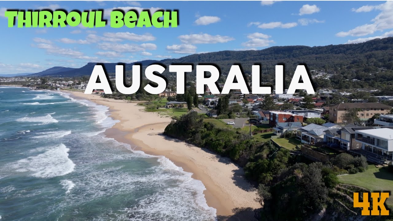 Flying over Thirroul Beach Wollongong NSW Australia 4K UHD video beautiful nature with relaxing 🎵 