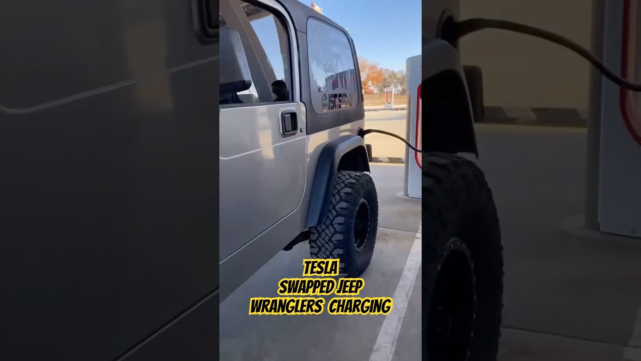 Tesla SWAPPED JEEP!!! #evswap #teslaswapped #jeeptj #jeepwrangler
