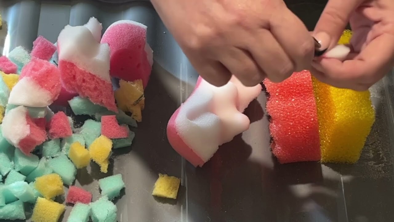 ASMR | 200 SUBSCRIBER APPRECIATION| Bulk dry dish, massage & plastic sponge rip | ripping sponges
