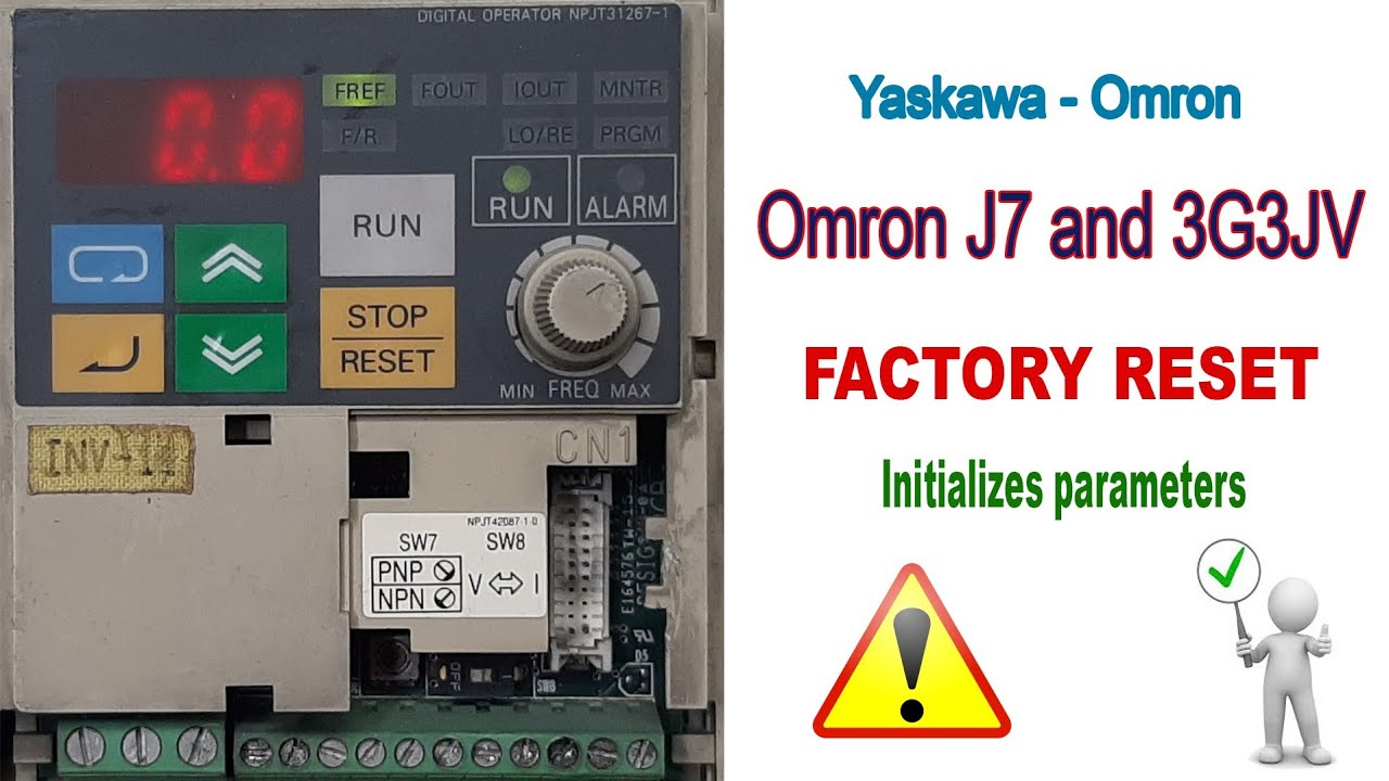 Yaskawa Omron J7 and 3G3JV Factory reset, Initialize parameter full reset and Factory value,