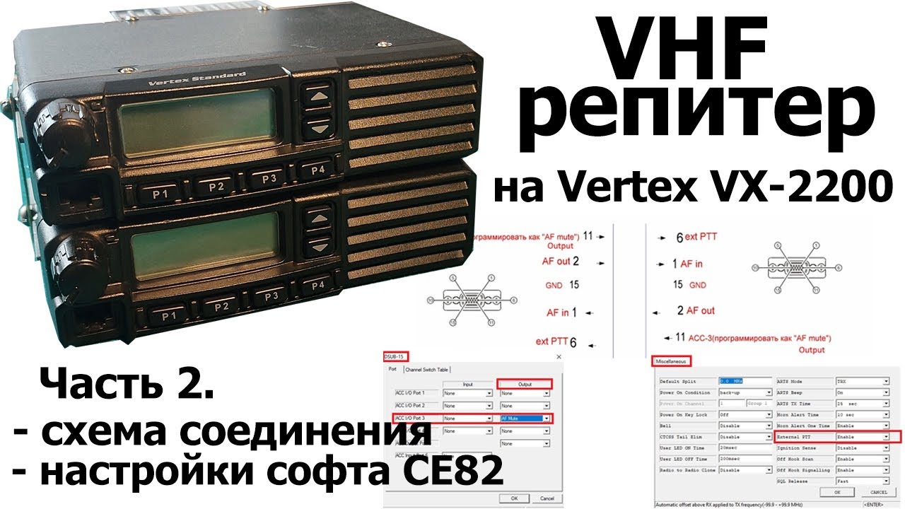 VHF репитер на Vertex VX-2200 - Часть 2. Схема соединения, настройки софта CE82 v.3.02