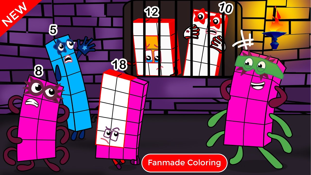 Oh No! Numberblocks 10 12 Locked by Octonaughty | Numberblocks Fanmade Coloring Story