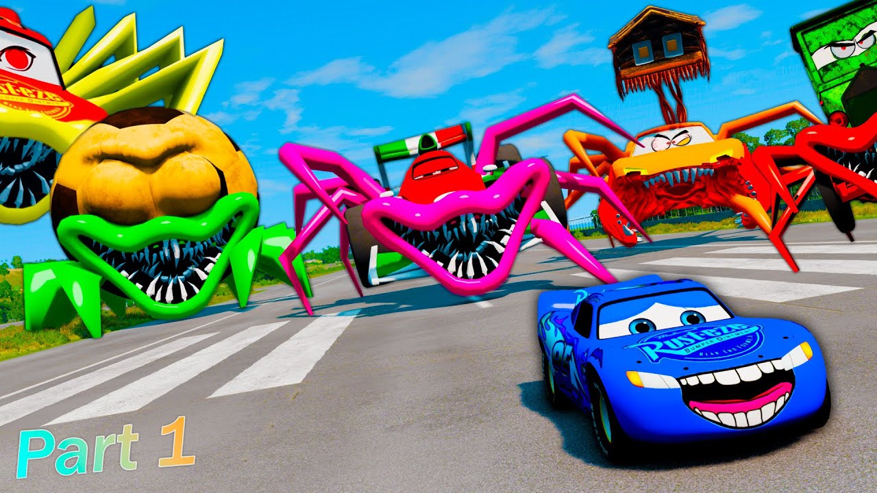 Insane Escape of Lightning McQueen from Giant Spider-Legged Eater Monsters | Epic Compilation Patr 1