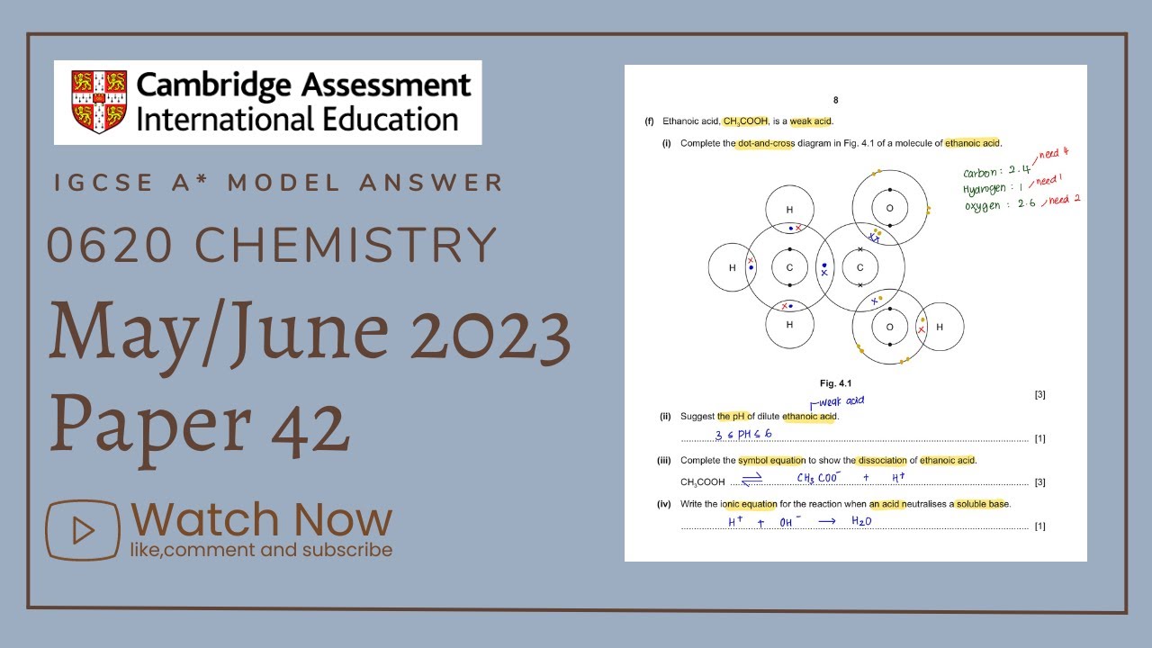 IGCSE Chemistry Paper 42 - May/June 2023 - 0620/42/M/J/23 (Q1-3) SOLVED