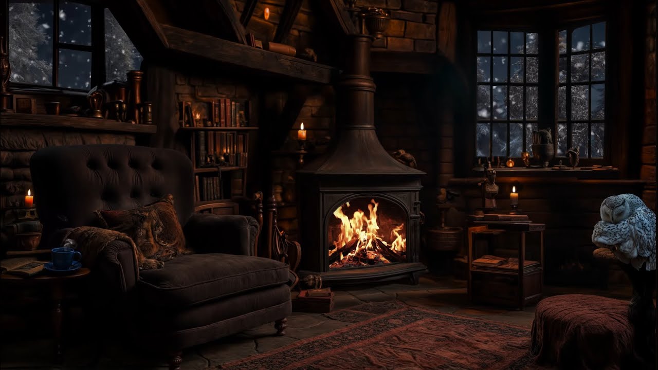 Harry Potter Fireplace | Fireplace & Blizzard | The Weasley house | Cozy Winter Ambience