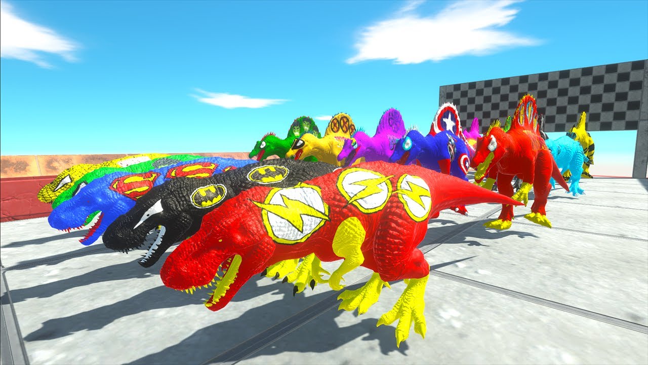 Army T-rex vs Spinosaurus Superhero Speed Race Championship Hunting Found Jurassic world evolution 2
