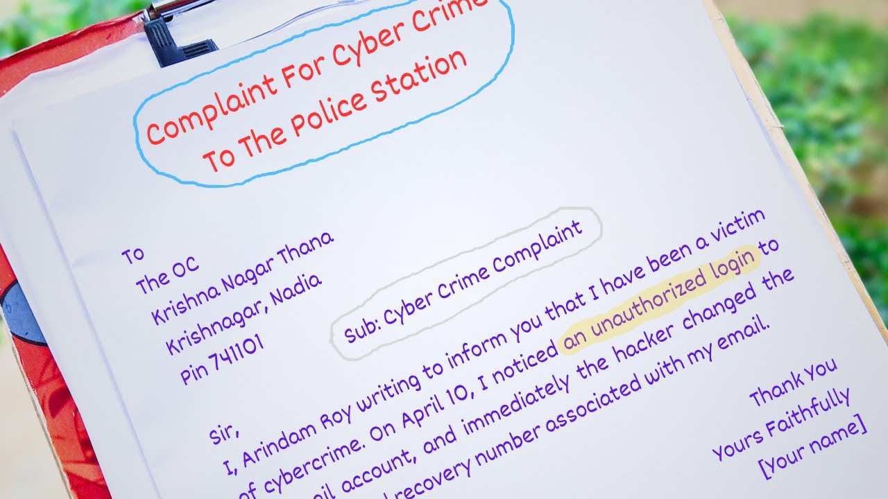 Complaint For Cyber Crime To The Police Station