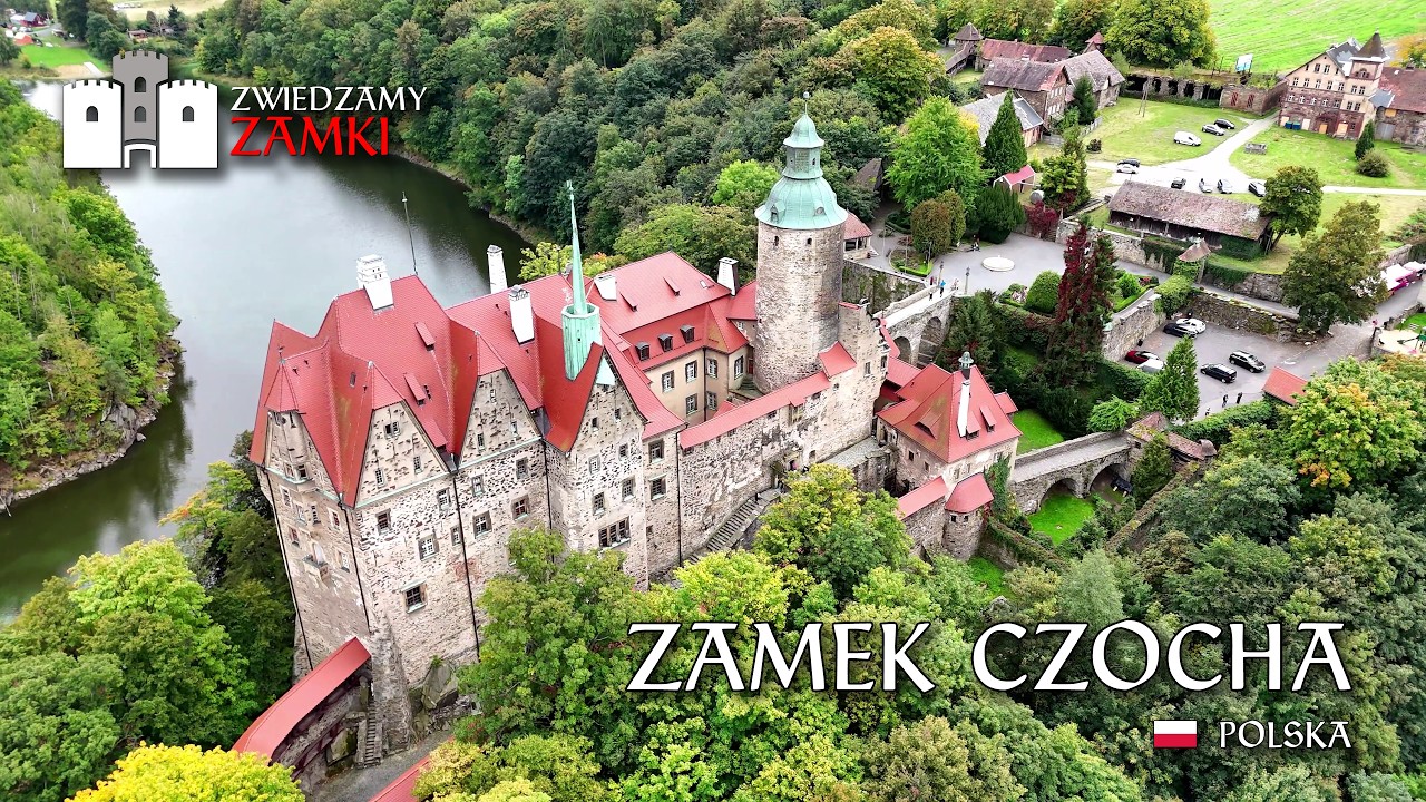 Zamek Czocha Burg Tzschocha Zalew Leśniański na rzece Kwisa (Poland) Drone 4K