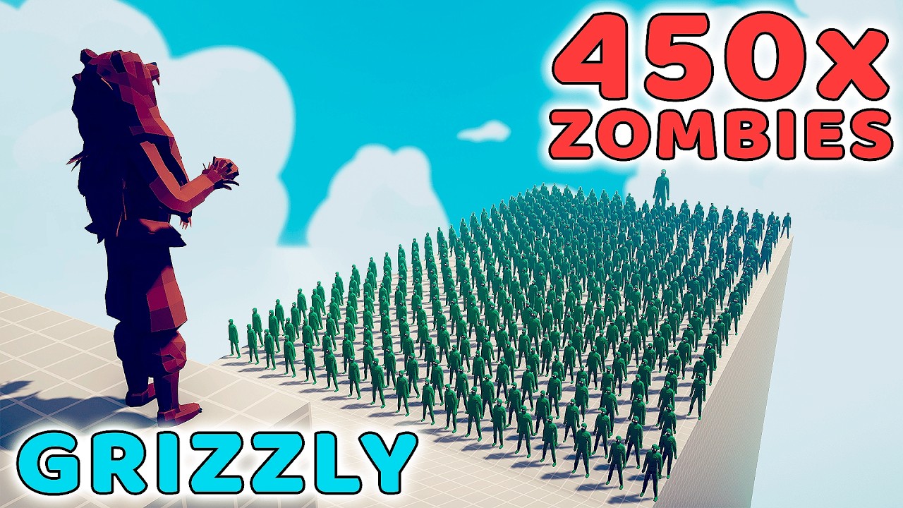 ⚔️🐻 GRIZZLY TEST! 450x ZOMBIES VS GRIZZLY ARMY – TOTAL CARNAGE!
