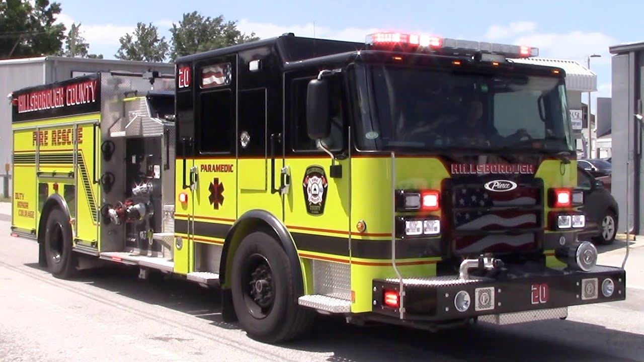 Hillsborough County Fire Rescue Engine 20 And Rescue 20 Responding 4-19-25