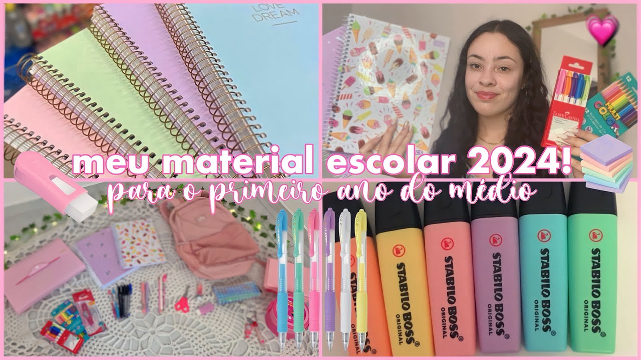 MATERIAL ESCOLAR 2024 completo! - ensino médio 🖇️ {Canal Sophia Lima}