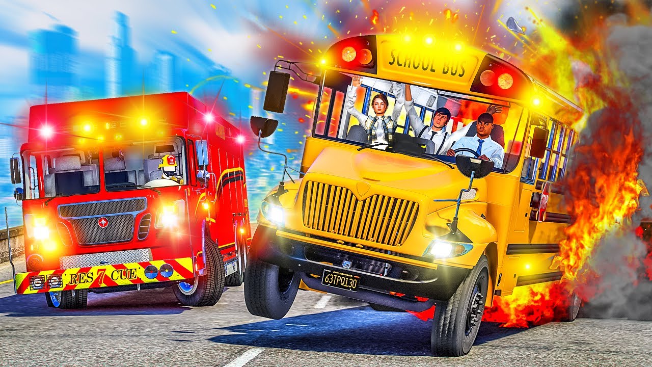 School Bus on FIRE in GTA 5! IT CAN'T STOP!