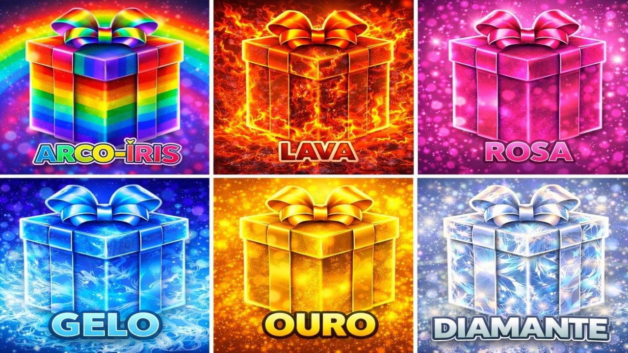 ESCOLHA SEU PRESENTE! 🎀 Diamante 🎁 Rosa 💎 Arco-íris 🌈 Ouro Gelo ❄️💰 Lava 🌋. Quiz BrilhaQuiz EP 4