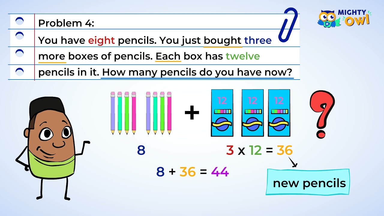 Solving 2-step Word Problems | MightyOwl Math | 3rd Grade