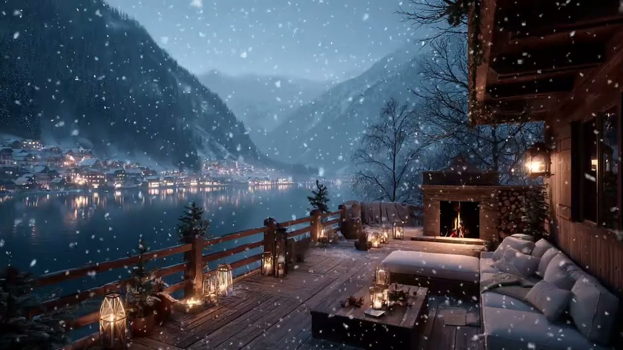 Gentle Piano Melodies With Snowfall And Warm Fire Sounds For Deep Rest And Relaxation