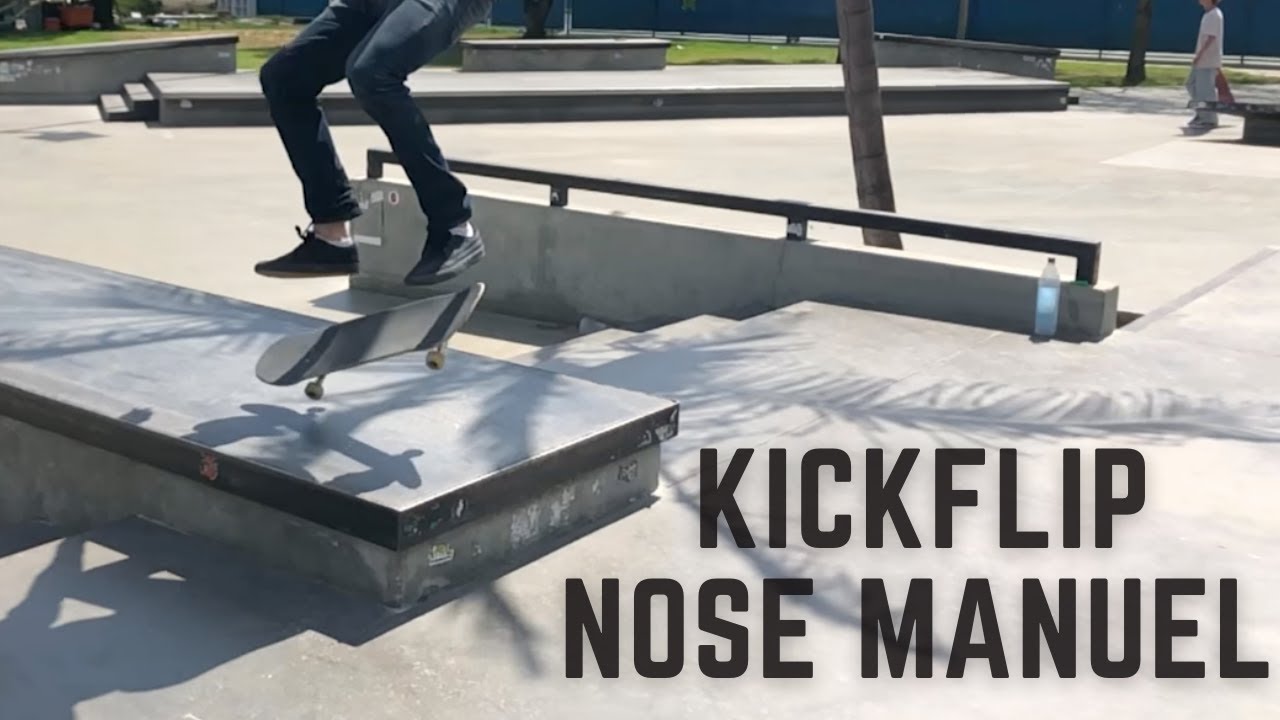 How To Kickflip Nose Manual (skateboarding hacks)