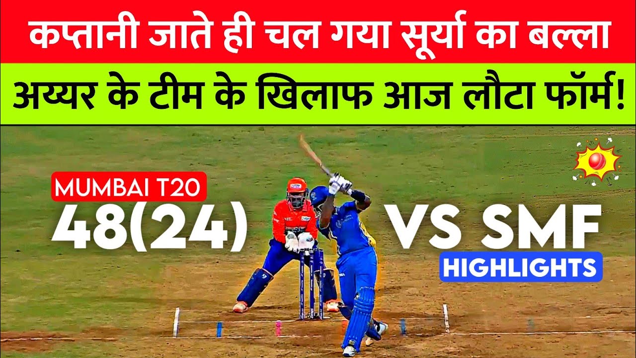 Suryakumar Yadav Batting Today In Mumbai T20 Vs SMF 48(24) Match No.12 TKMNE Vs SMF T20 Mumbai 2026 