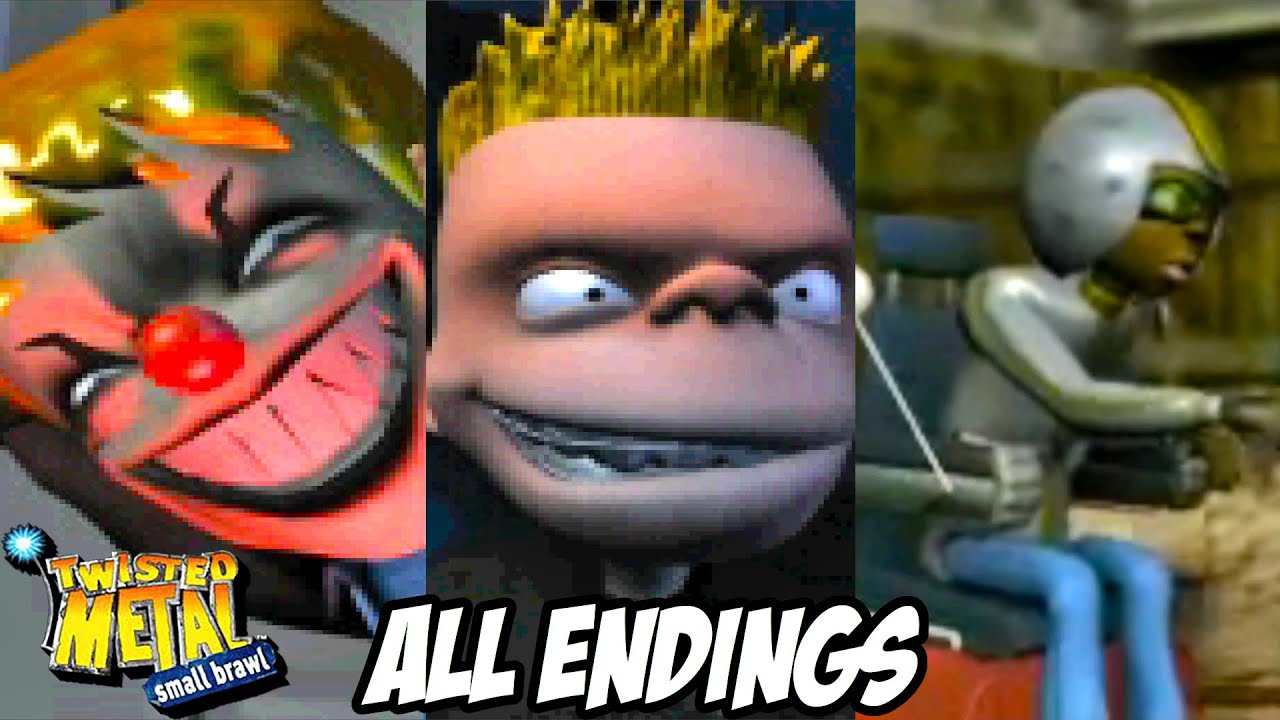 TWISTED METAL SMALL BRAWL - All Endings including Axel's deleted ending