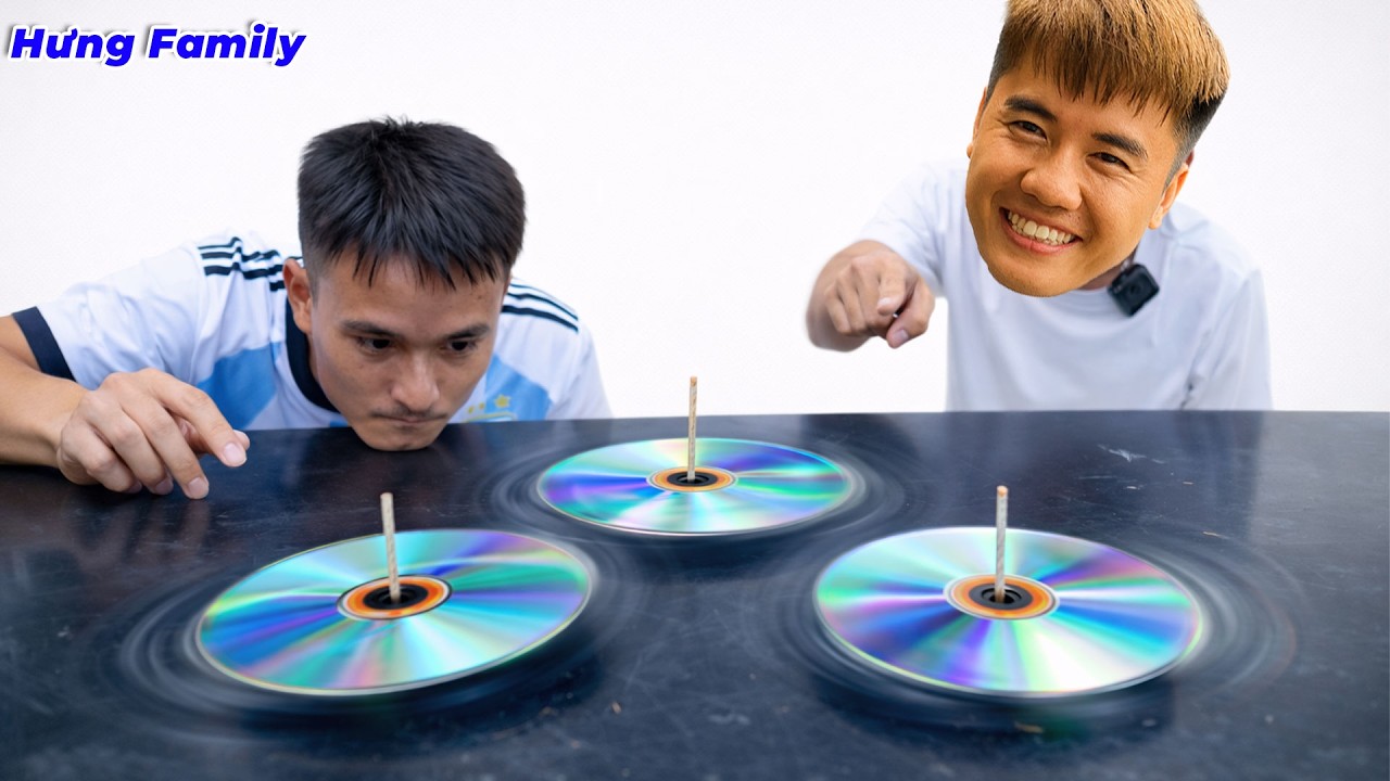 Hưng Troll | Thử Thách Giữ Cân Bằng Đĩa Phim Chạy Trên Mặt Bàn Không Chạm Tay