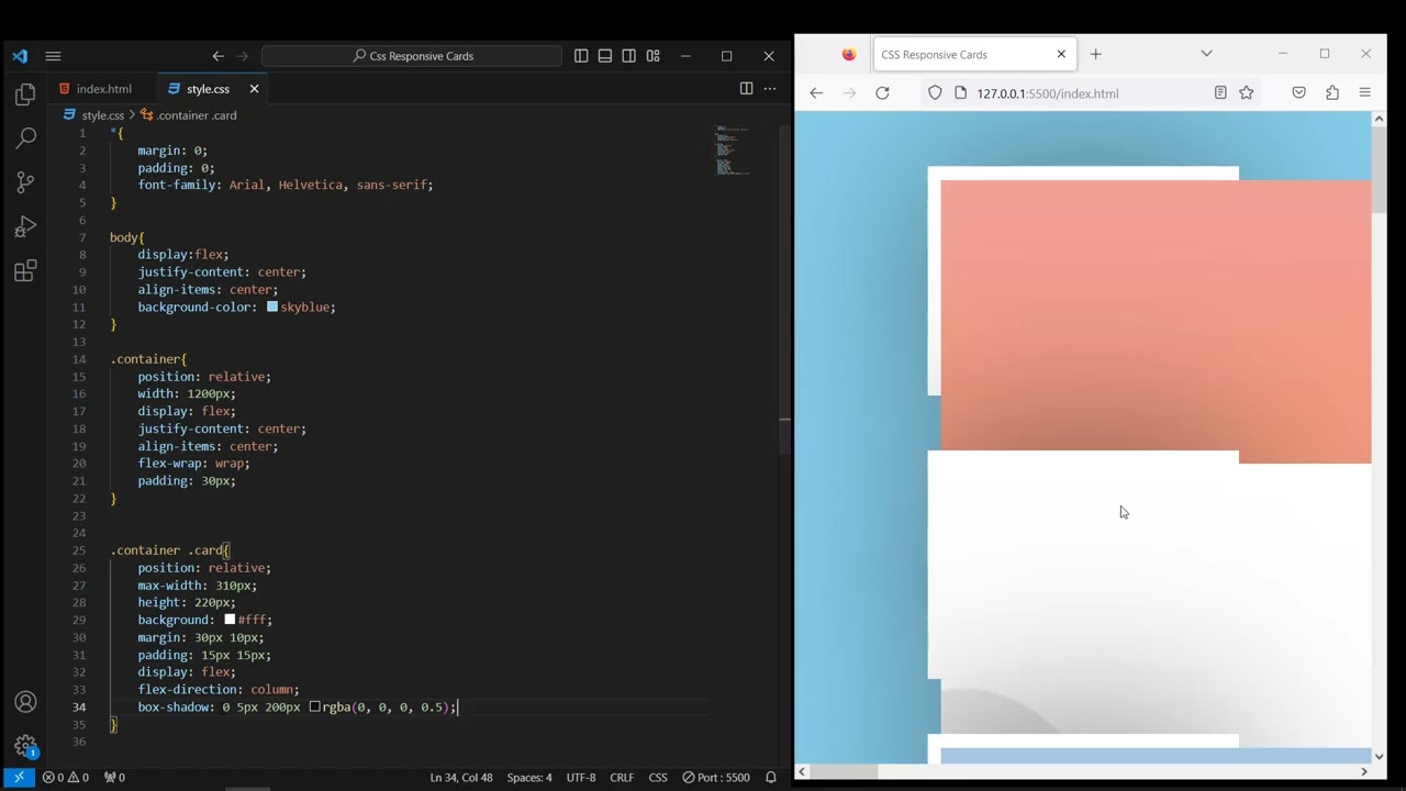 How to make responsive crads using HTML+CSS+JS | Tutorial for responsive cards
