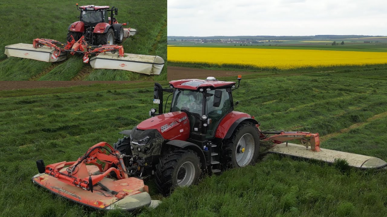 Gras Mähen (Case Puma 220 AFS/Kuhn GMD 9530/Kuhn GMD 3125 F)