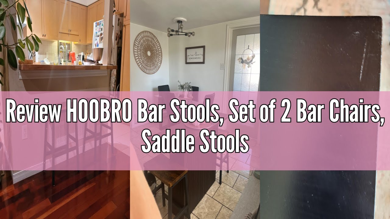 Review HOOBRO Bar Stools, Set of 2 Bar Chairs, Saddle Stools, Kitchen Counter Stools with Footrests,
