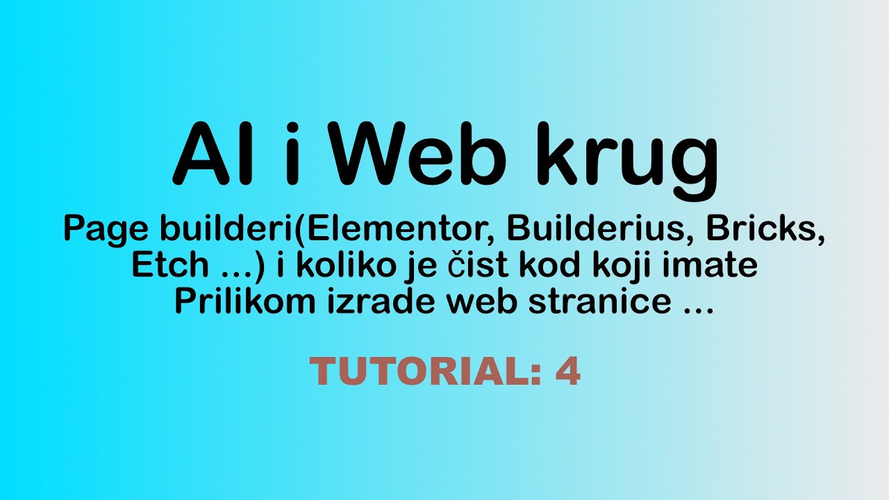 Web dizajn, AI promtovi - Pagebuilder-i, čistoća koda(code) ...