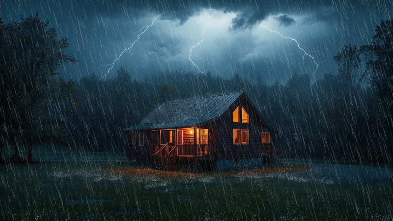 Heavy Rain Sounds in the Deep Mountains 🌧️⚡ Night Storm Over the Valleys for Deep Sleep
