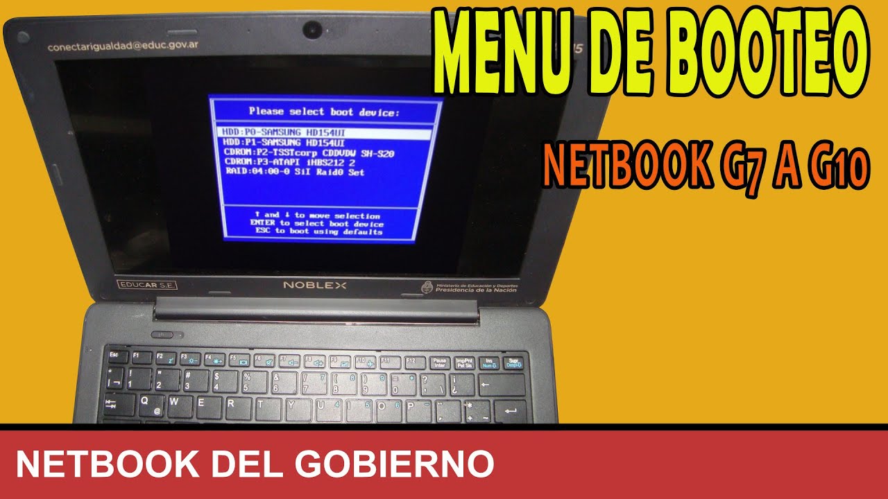 Como abrir menu de booteo Netbook G7 del gobierno