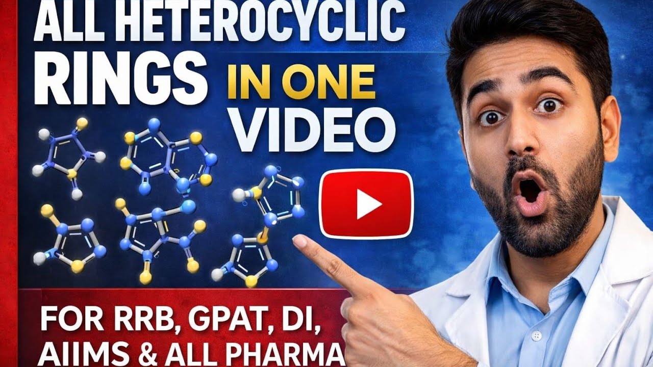 ALL HETEROCYCLIC RINGS OF DRUGS😳 #rrb #rrbpharmacist #gpat #aiims #aiimscre #ssc #druginspector 