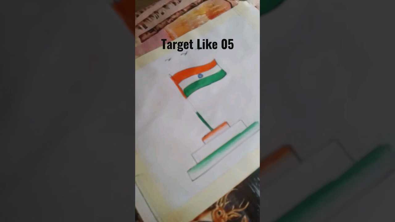 January 26 Indian flag drawing in pencil colour my dream school