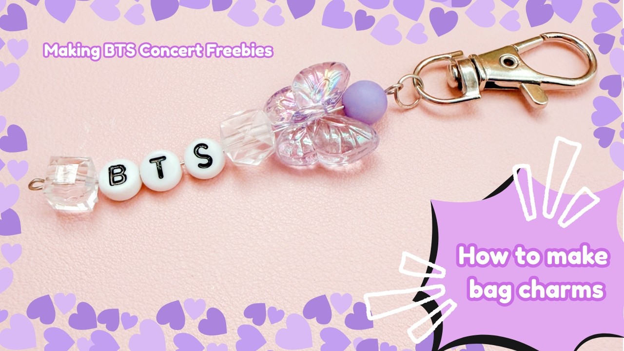 First time making BTS Concert FREEBIES | Arirang Tour | How to Make Bag Charms
