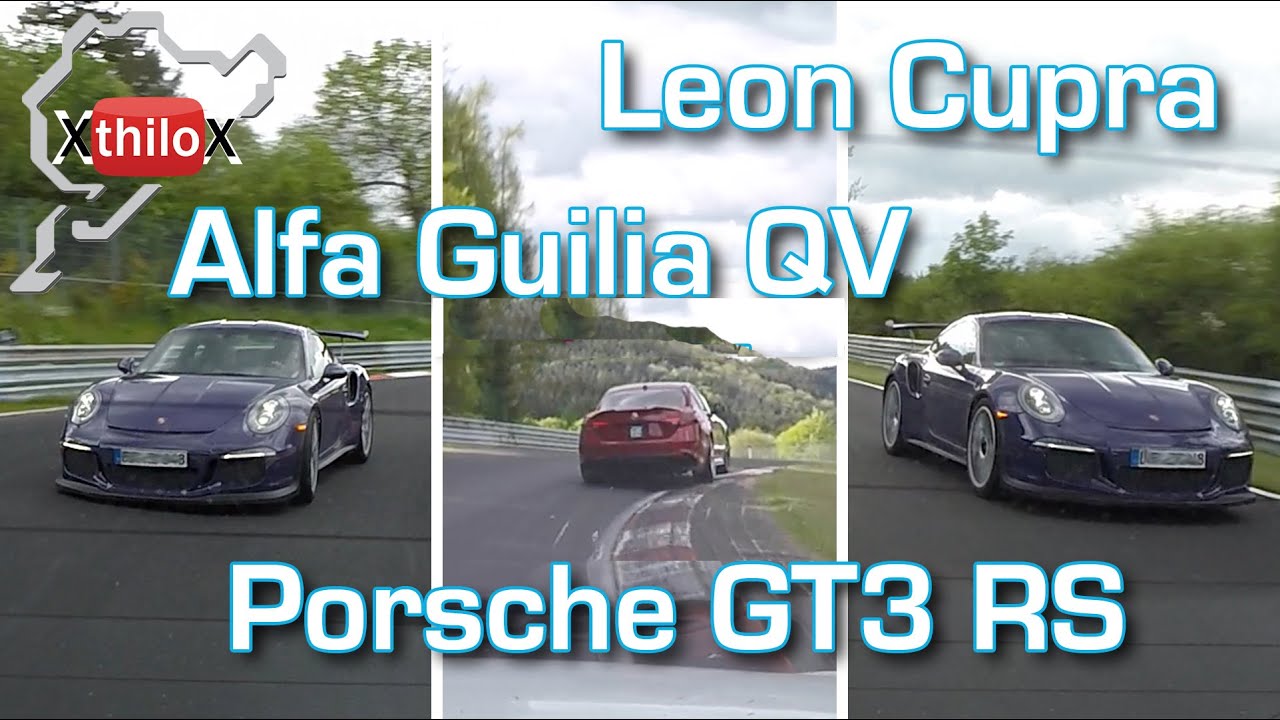 new ALFA ROMEO GIULIA QUADRIFOGLIO QV + Seat Leon Cupra + GT3 RS on Nürburgring Nordschleife BTG
