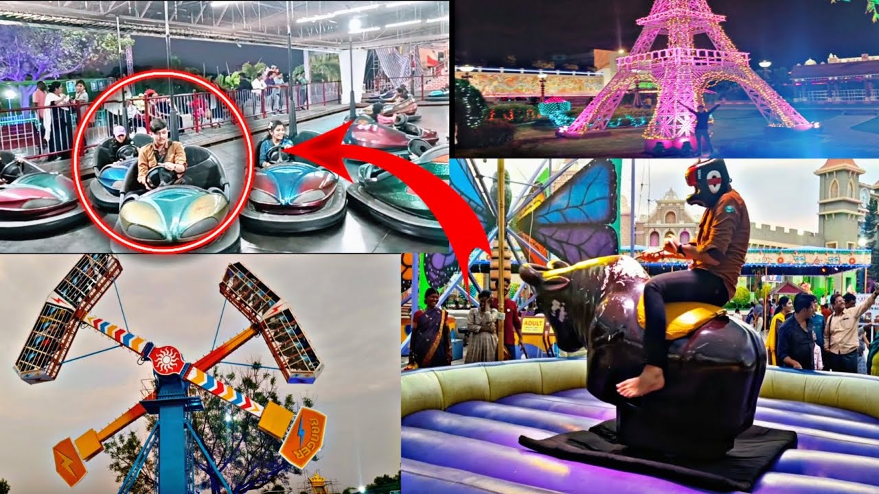 Game zone 🎯 Area in Ramoji Film City || Bull ride 🤣 || World Biggest ride ||
