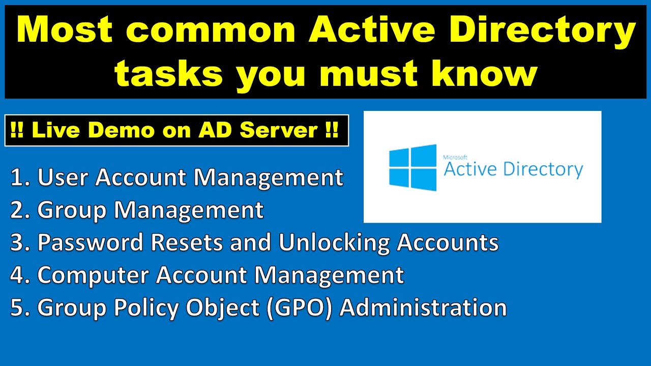 5 most common Active Directory task you must know as fresher in AD Team  | Windows Server 2025