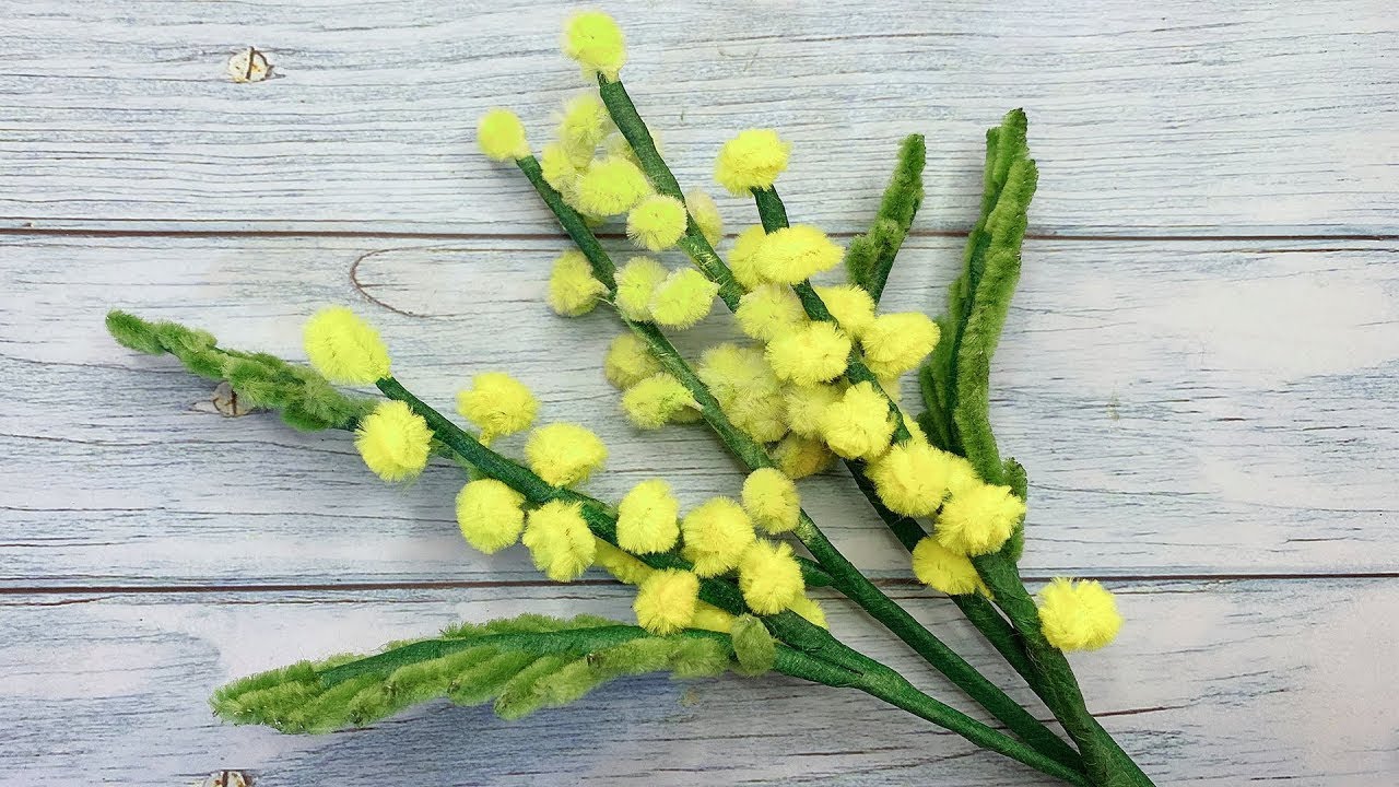 🌼 How To Make an Easy Mimosa Flower With Chenille Wire | DIY Pipe Cleaner Flower