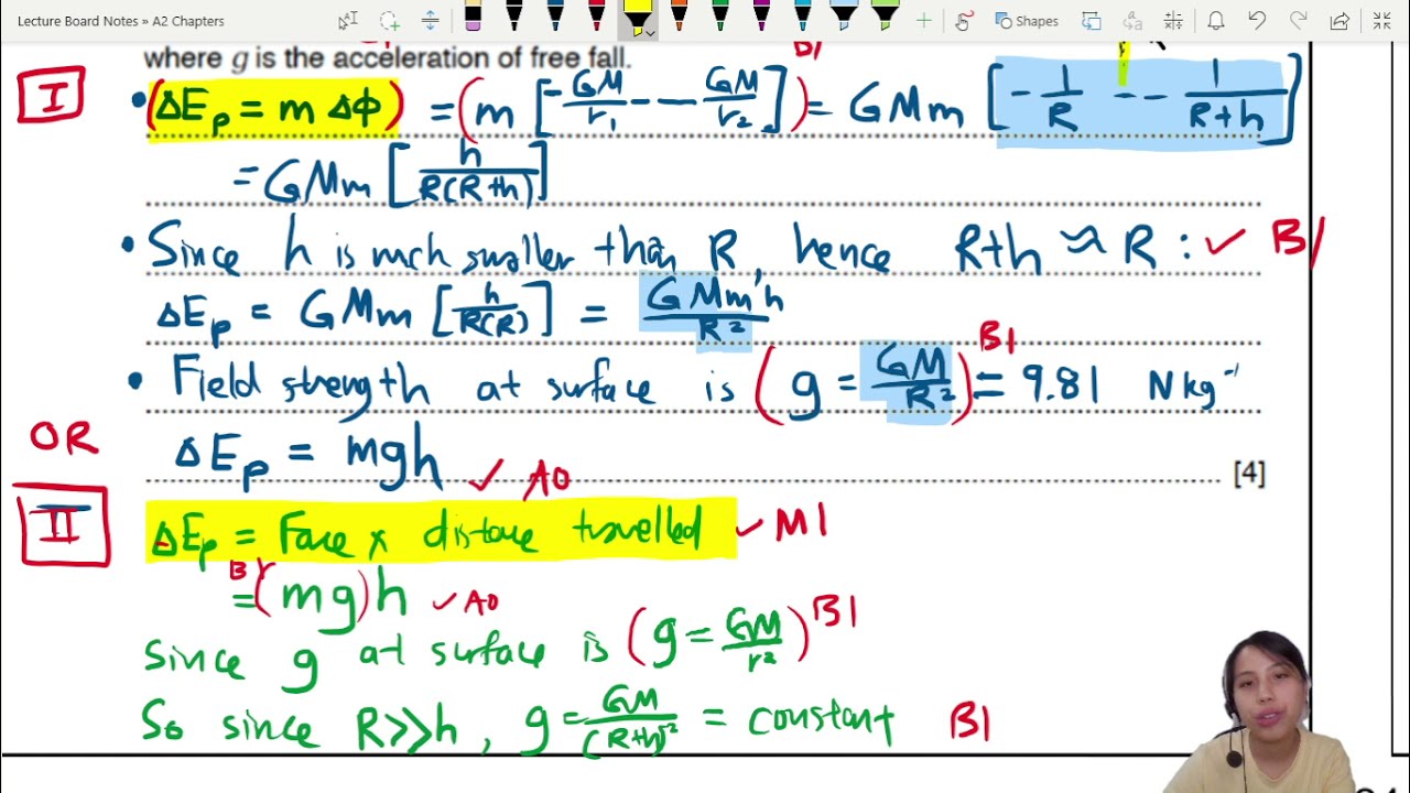 13.3b Ex3 MJ12 P41 Q1 Explain why Ep=mgh | A2 Gravitational Fields | Cambridge A Level Physics