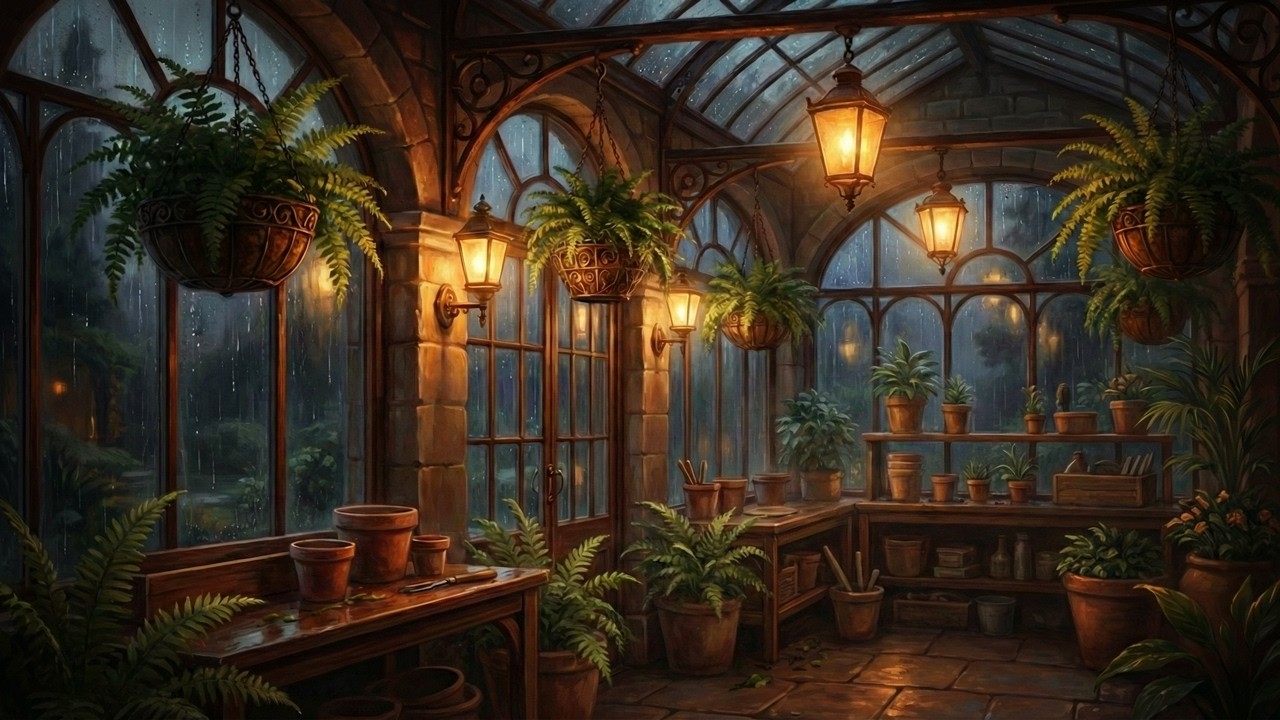 Rainy Evening in a Victorian Palm House | Calming Sleep Story