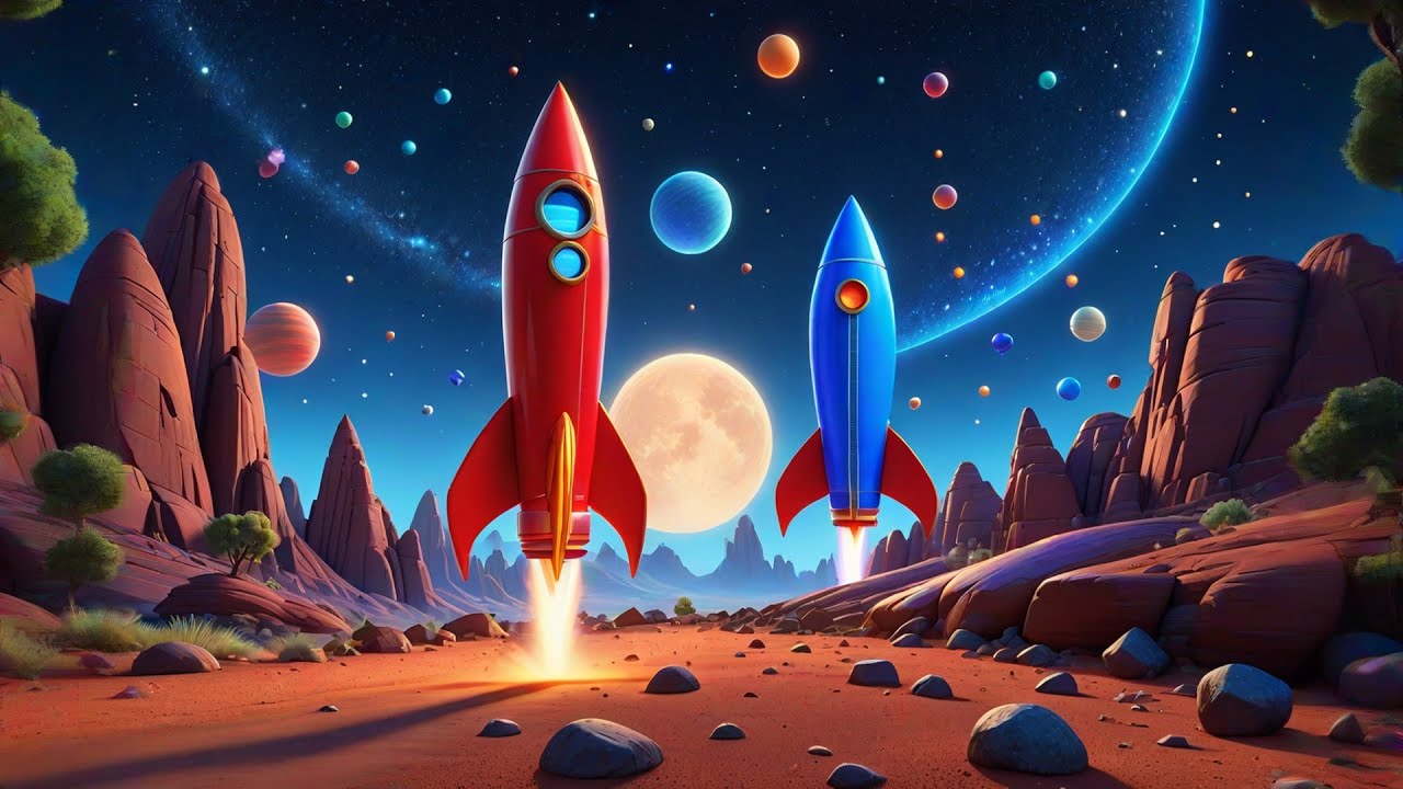Five Toy Rockets Blast Away | Space Counting Song for Kids | Nursery Rhyme and Learning Adventure