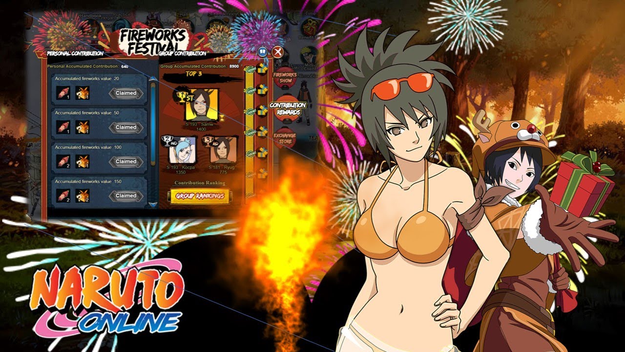 I threw Fireworks on Swim Anko for a Wacky F2P Team in Infinite Illusions - Heart || Naruto Online